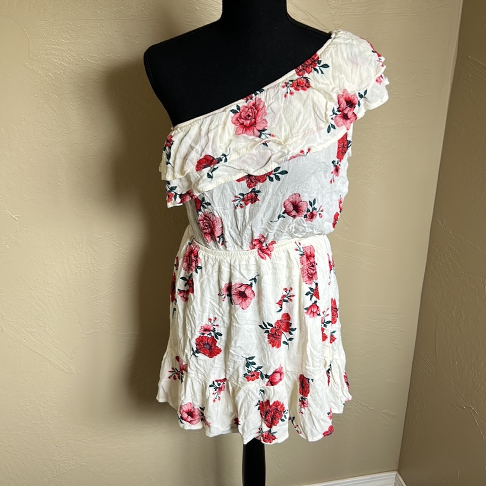 One shoulder floral mini dress